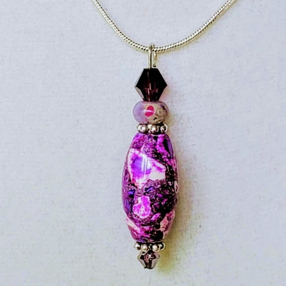 The Girl With Kaleidoscope Eyes Jewelry - Artisan Sea Sediment Jasper  Pendent